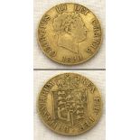 George III 1820 22ct gold half sovereign.