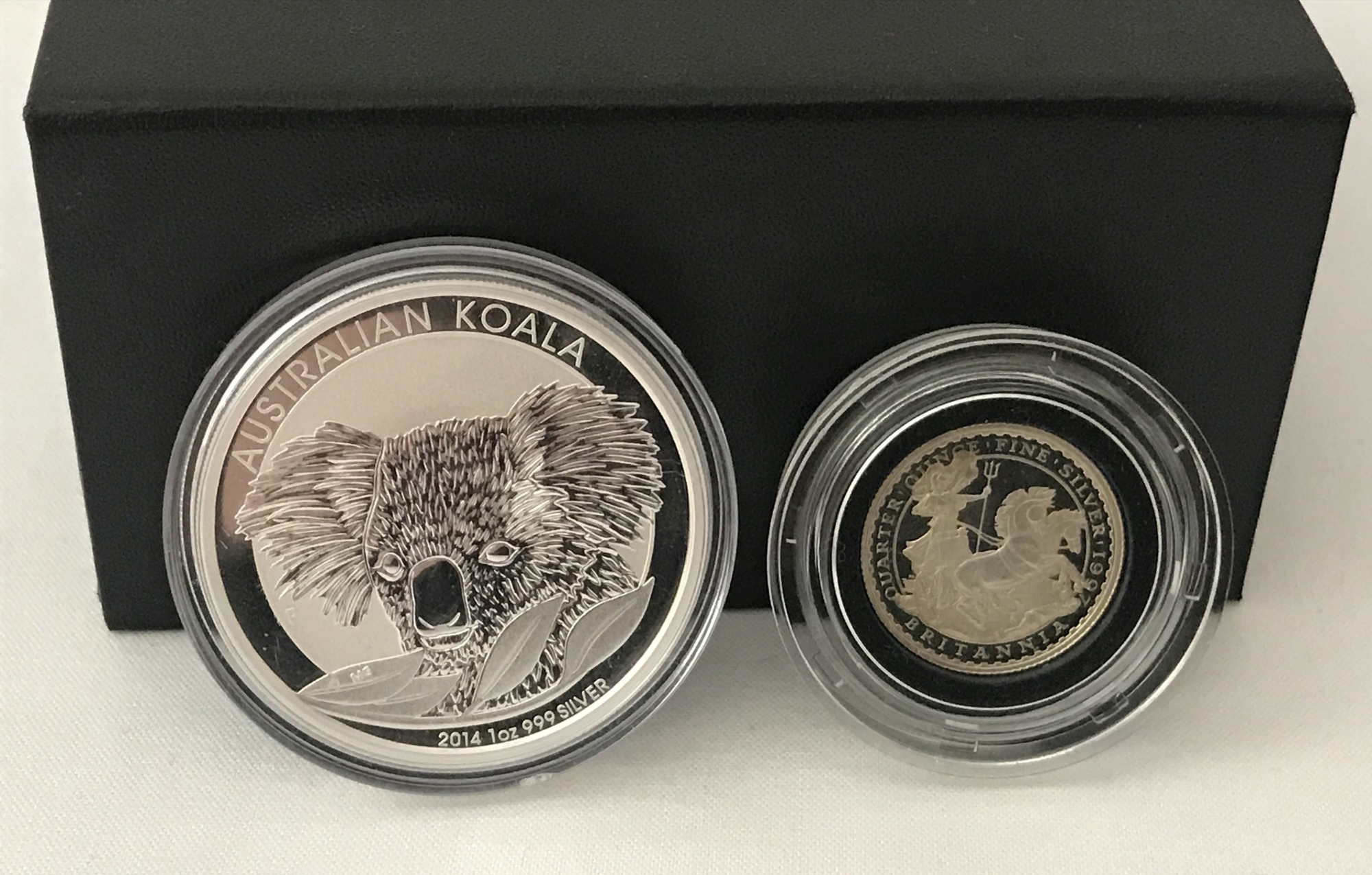 A 2014 1 ounce silver Australian 1 dollar Koala coin.
