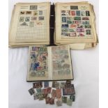 An Ace Herald red stamp album containing vintage world stamps.