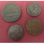 4 antique tokens.