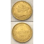 A Victorian 1888 Newfoundland 2 dollar gold coin.