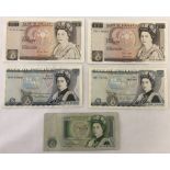 A quantity of 5, series D Pictorial Bank of England bank notes.