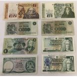A selection of Scottish and Irish paper bank notes.