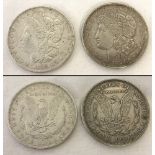 2 American Morgan silver dollars; 1884 and 1921.