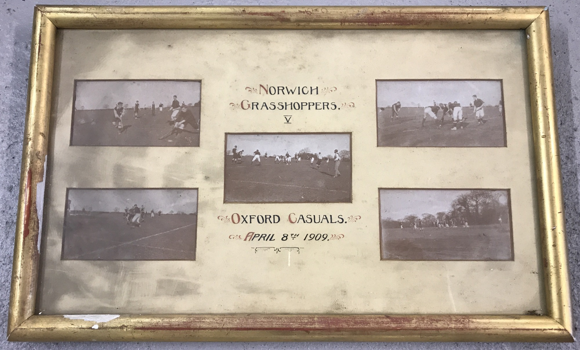 Original photographs from the Norwich Grasshoppers V's the Oxford Casuals 1909 hockey match.