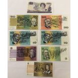 A quantity of Australian and New Zealand paper bank notes to include Australian bank note set.