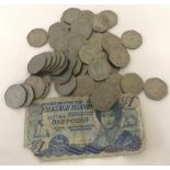 A bag of 50p pieces all depicting the joining hands and dated 1973.