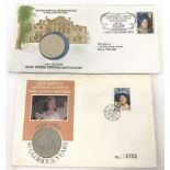 2 Royal Commemorative crown and stamp first day covers.
