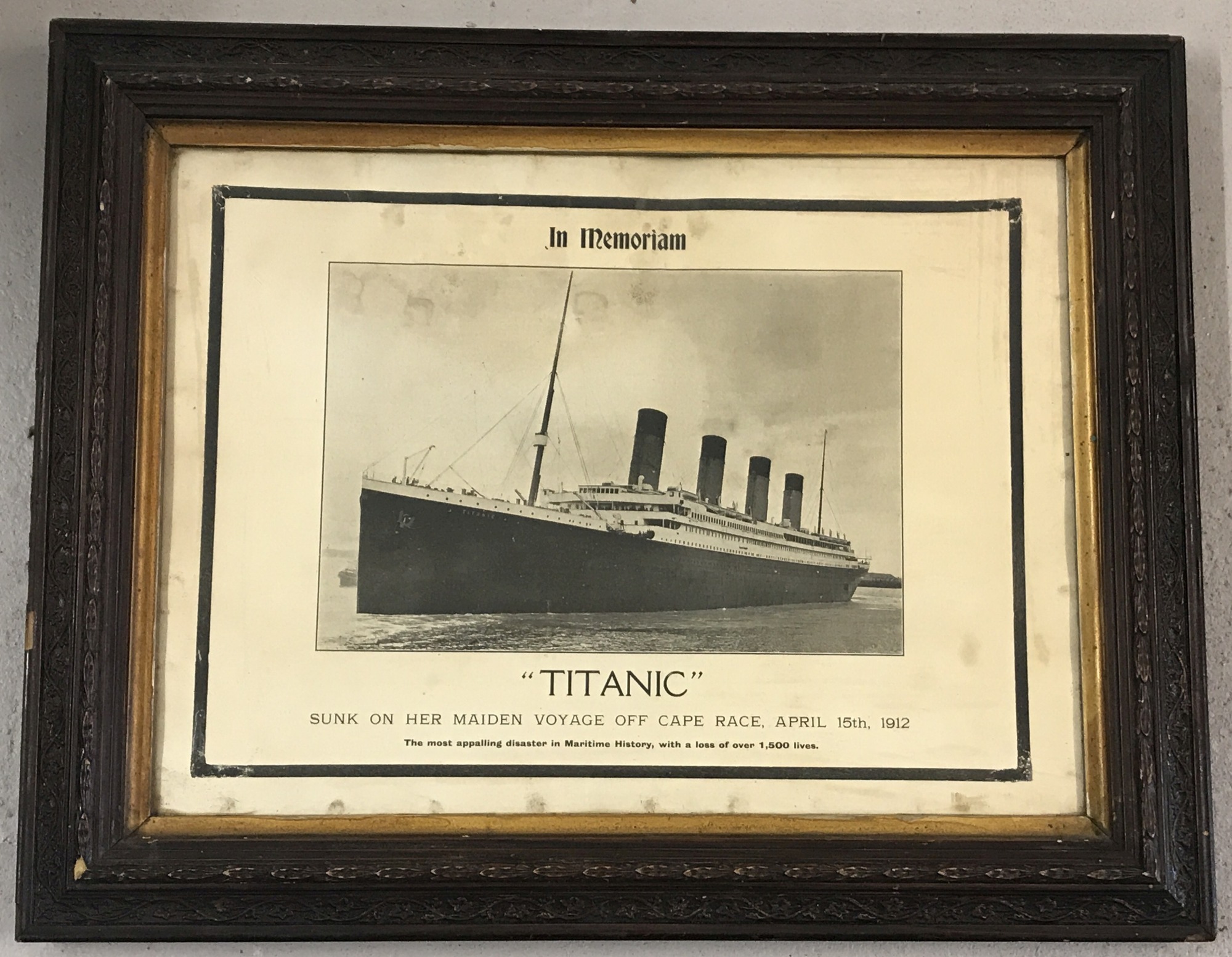 A framed and glazed commemorative print In Memoriam "Titanic".