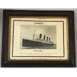 A framed and glazed commemorative print In Memoriam "Titanic".