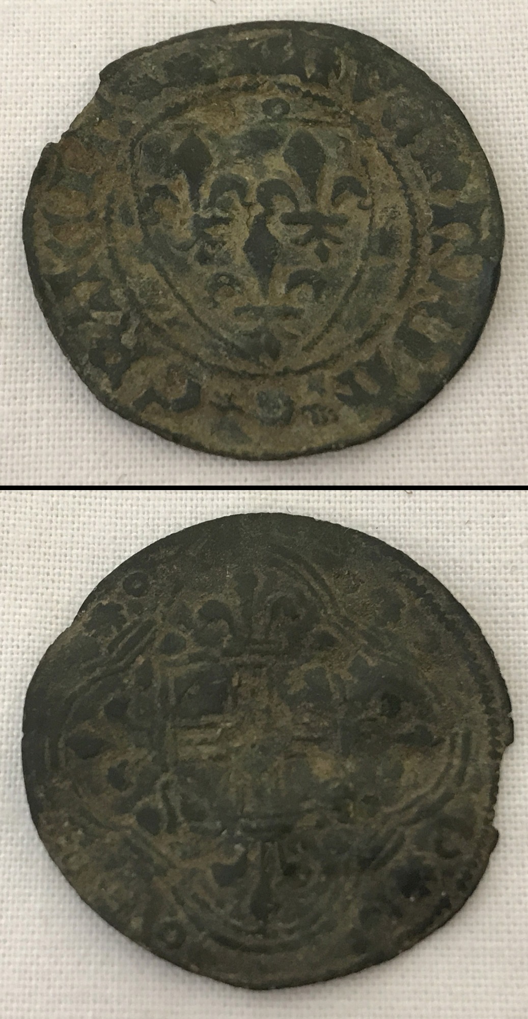 A medieval French Jetton accounting token, circa 14th-15th Century.