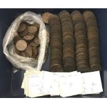 A tub of old pennies and half pennies dating from 1862.