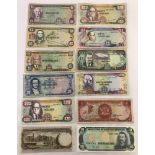 A collection of 12 Caribbean bank notes to include a Bank of Jamaica bank note set.