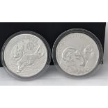 2 Chinese zodiac 1 ounce silver £2 coins.
