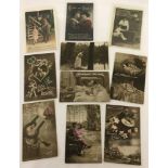 10 WWI sweetheart postcards to include 7 French cards.