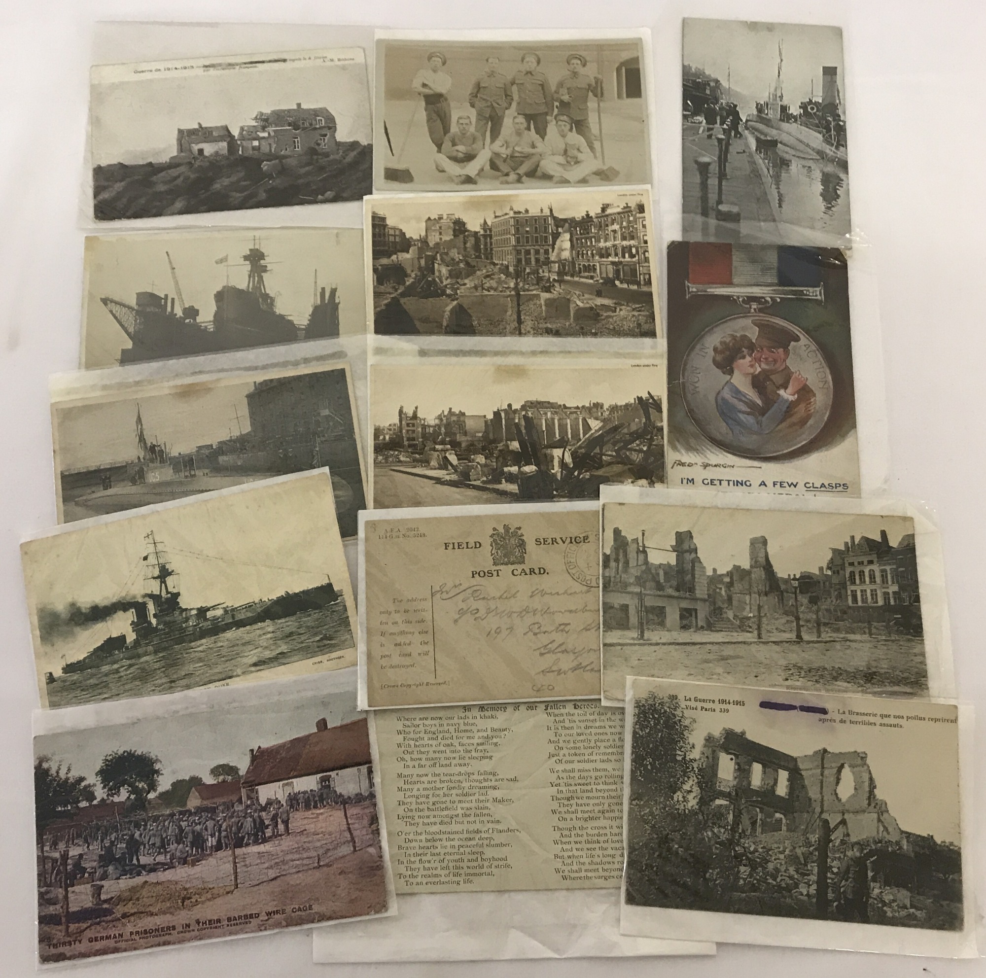 14 assorted military postcards, mostly WWI.