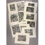 A collection of 14 Hogarth engravings to include The Times and Hudibras.