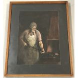 A framed and glazed watercolour "Harpoon Smith" by J P Smith.