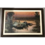 A vintage framed and glazed print "Pontaine Marshes" by Enrique Serra.