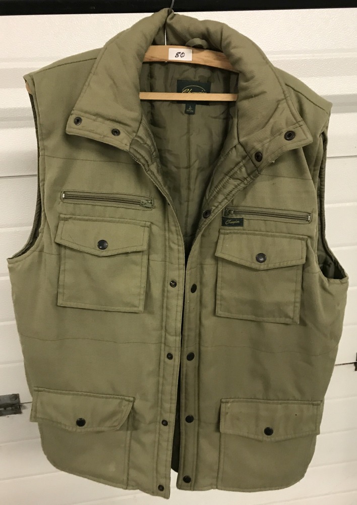 A "Champion" khaki quilted fabric utility gillet.