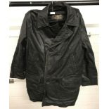 A vintage men's black leather 3/4 length coat by "Vali Collection.