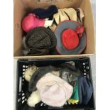 2 boxes of vintage hats.