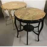 Two upcycled Edwardian piecrust side tables.