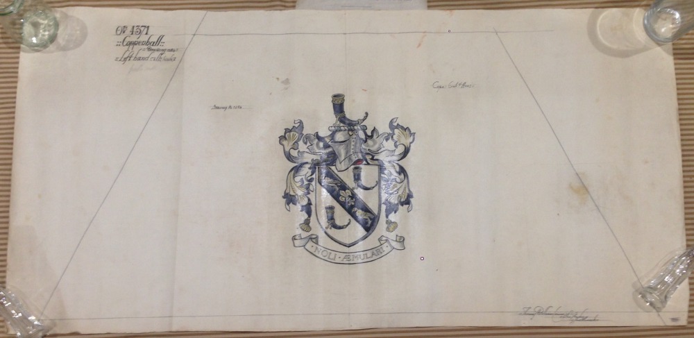 Pencil & Watercolour Cartoon of the Cope Coat of Arms by Thomas William Camm (attrib.)