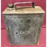 A WWII 2 gallon petrol can, dated 1943 and with war dept. markings.