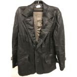 A vintage black leather "Haronfur" ladies jacket.