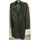 A vintage green leather ladies 3/4 length coat.