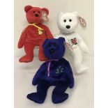 A set of 3 UK exclusive TY Beanie Baby Bears. With original tags.