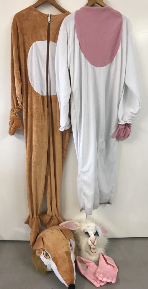 2 adult sized novelty animal dressing up costumes, with original packaging.