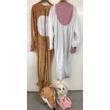 2 adult sized novelty animal dressing up costumes, with original packaging.