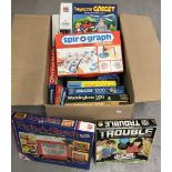 A collection of vintage toys, games and jigsaw puzzles.