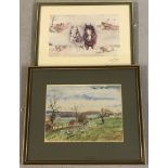 Luke Sykes - original watercolour of a hunting scene, signed and dated 1985.