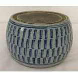 A blue and white Chinese porcelain ink stone with ring mark to underside.