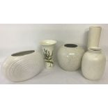 A collection of 5 large modern & vintage vases in cream and pastel tones. To include Poole.