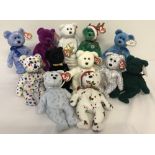 A collection of 12 TY Beanie Baby Bears. All with original tags.