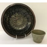 2 pieces of 20th century studio pottery. A David Leach, Lowerdown Cross bowl.
