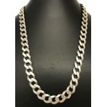 A heavy silver 20 inch curb chain with lobster clasp.