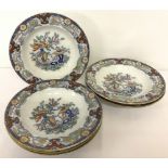 A set of 6 large 19th century soup plates, in the Imari style.