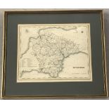 A framed & glazed antiquarian map of Devonshire.