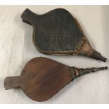 2 pairs of vintage wood and leather bellows with stud detail.