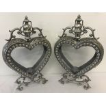 A pair of large Eastern Style heart shaped lanterns, hanging or free standing.