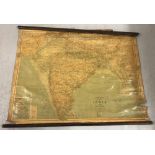 A vintage hall hanging canvas map of India.