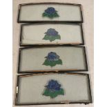 4 double glazed leaded glass panels with blue flower detail.