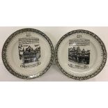 2 Buchanan's "Black and White" whiskey ceramic plates by Shelley.