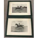 A pair of antique black & white horse racing prints, 1904.