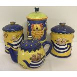 3 ceramic kitchen storage jars together with a novelty teapot. All by Rayware.